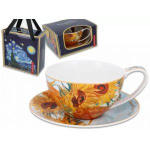 Filiżanka Carmani 360ml ze spodkiem - V. van Gogh, Słoneczniki